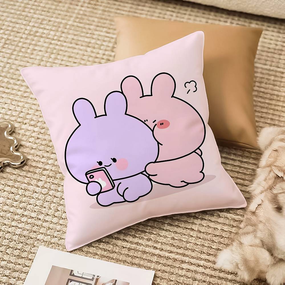 Cartoon A-Asamimichan-MT Cute Bunny Singer Pillow Case Comfort Sofa Bed Silky Elegant Invisible Zipper Decorative Cushion Cover