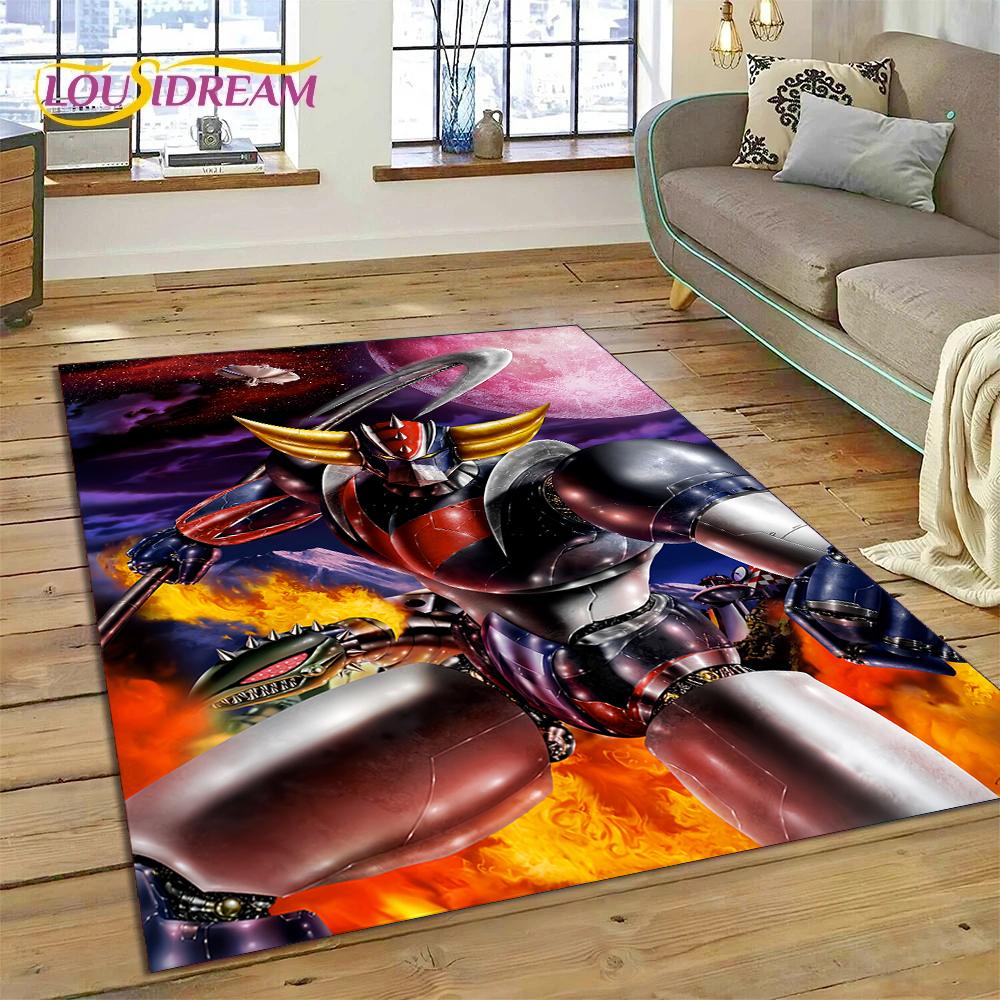 Alfombra de Dibujos Animados 3D Robot OVNI Grendizer Anime para Sala de Estar Dormitorio Decoración del Hogar, Felpudo Antideslizante para Sofá Felpudo Regalo Niños