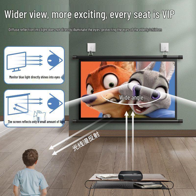 Home Floor-Standing Outdoor Projector Screen with Adjustable Bracket Pole