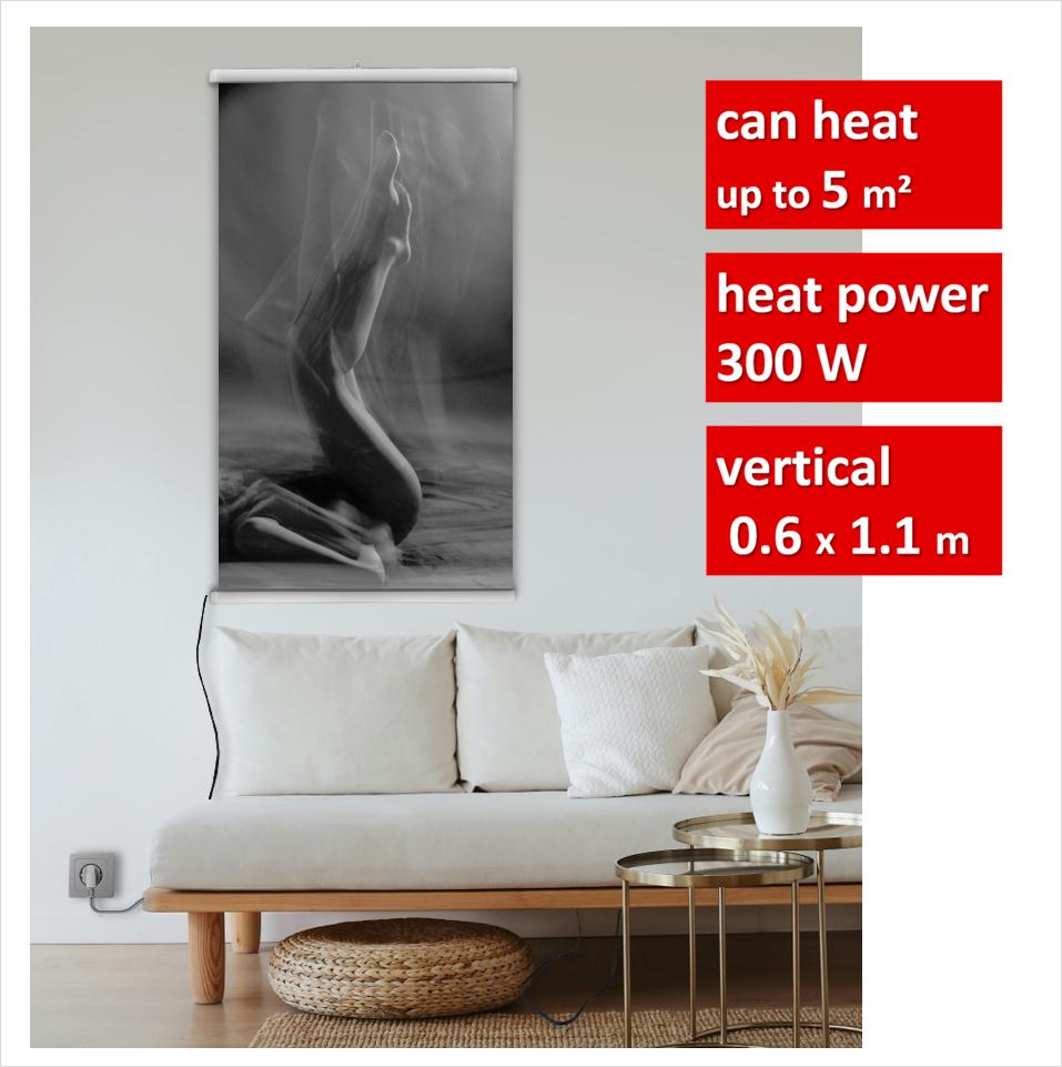 

Електричний інфрачервоний настінний обігрівач Тепла картина Fire Legs MC 61x107см / 300Вт / 220В