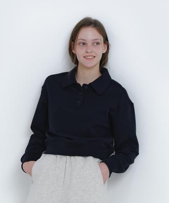 JOLI FINI Soft Rounded Collar Sweatshirt _ Navy