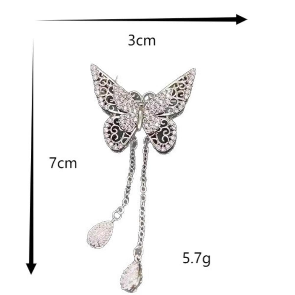 Water Drop Tassel Clothing Dress Badge Pin 7CM Collar Lapel Pin Elegant Butterfly Brooch  Women