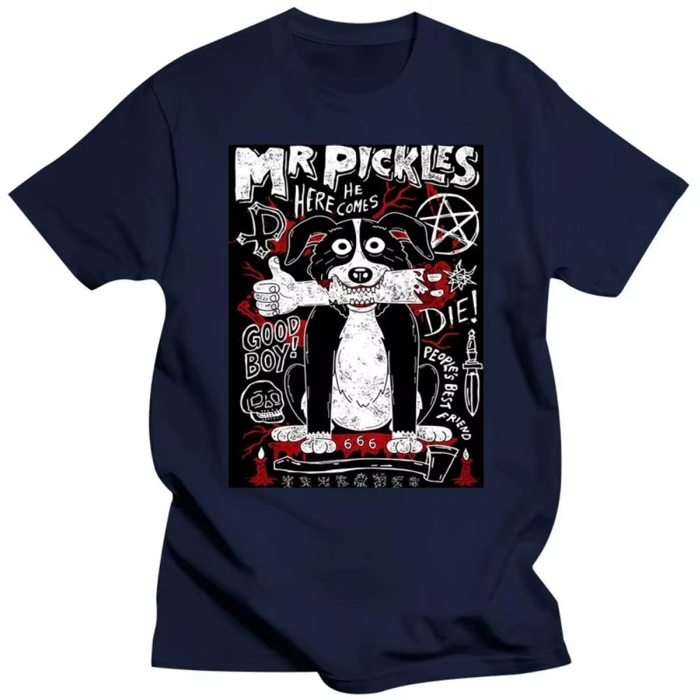 Mr Pickles T Shirt Men Cotton Collie Dog T-shirt O-neck Funny Tshirt Adult Adultswim Mature Dog Evil Satan Tee Streetwear