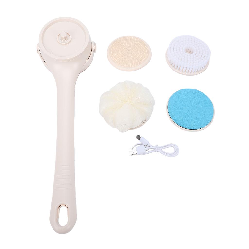 Electric Shower Brush with Expandable Long Handle Multifunction Waterproofing Power Back Scrubber for Bath Cleanse