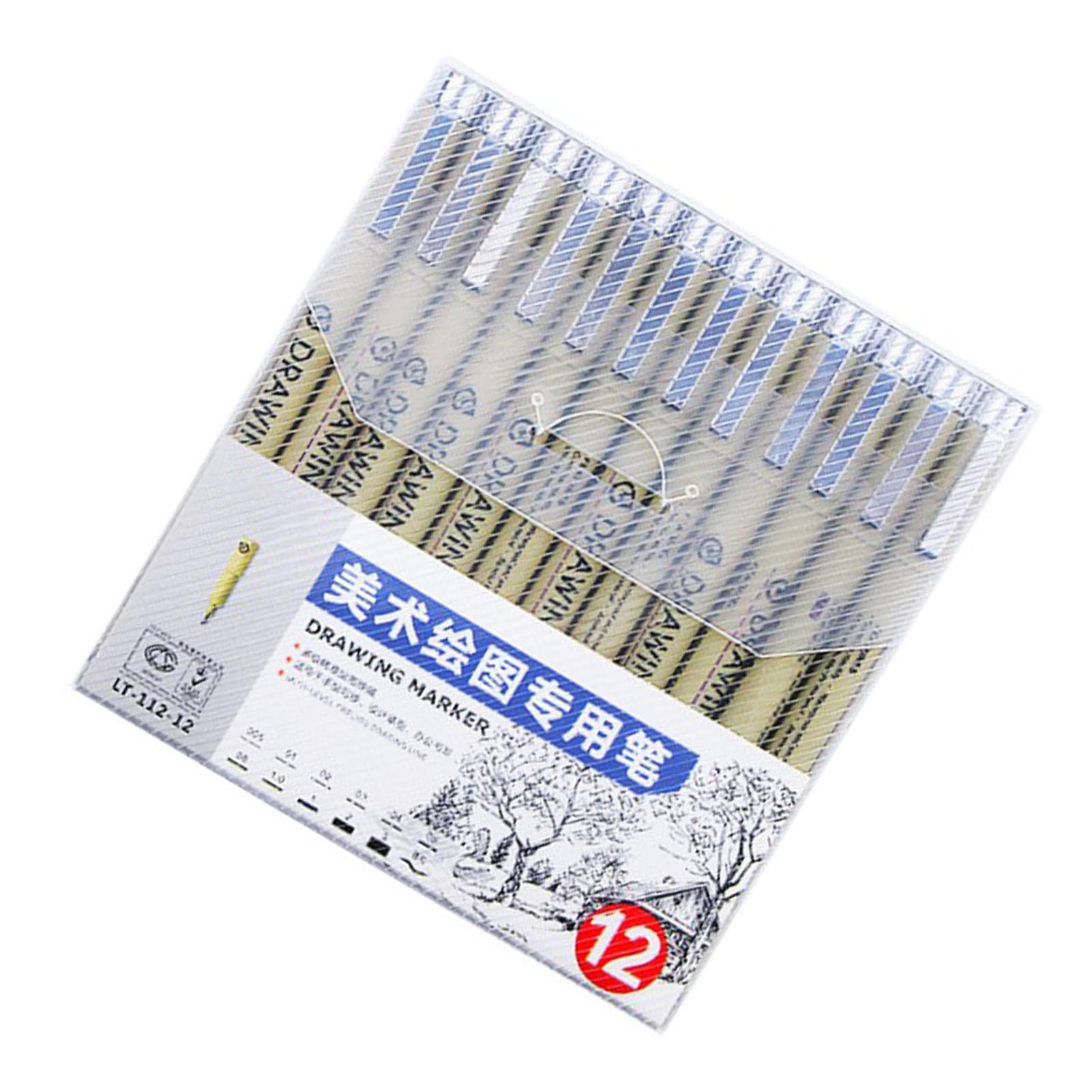 

12 шт. тонких ручек на водной основе, водостойкие, быстросохнущие, пластиковые маркеры для тонких линий