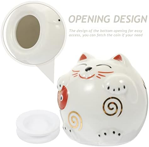 Ceramic Lucky Cat Money Box, Decorative Coin Bank for Home, Cute Piggy Bank for Saving Money, Desktop Ornament