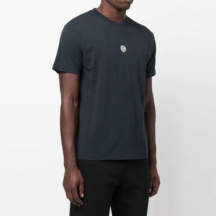 STONE ISLAND Fw22 Logo Print Straight Cut Short Sleeve T-Shirt Men Tops Blue 77152NS86-V0020