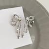 Silver Color Bowknot Drop Earrings for Women Girls Korean Hollow Bow Ear Studs