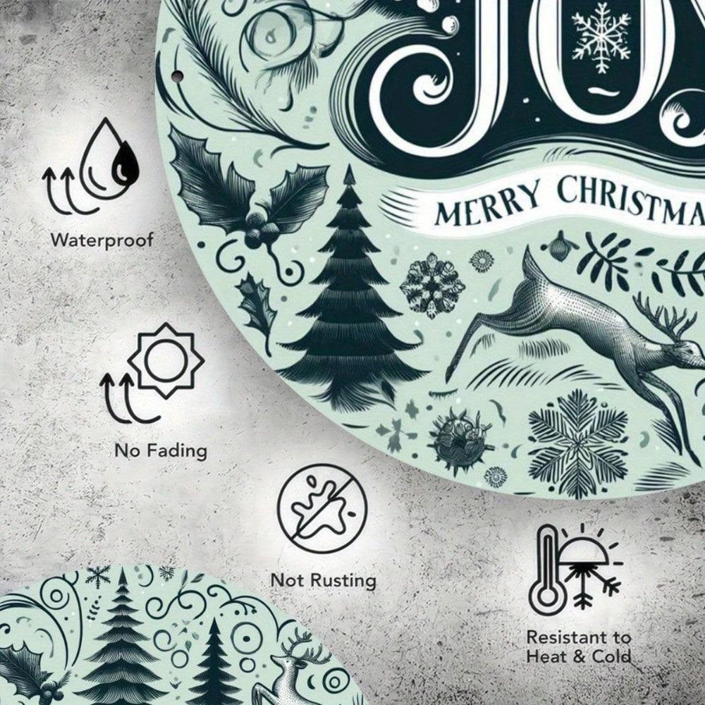 Joom Christmas Iron Round Sign 7.8 Inch Metal Plaque Home Wall Decor