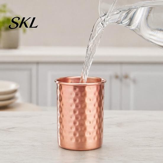304 Edelstahl Trinkbecher Gehämmerter Becher, mit stabiler Basis, Langlebige robuste Tasse Wiederverwendbares Glas, Pflegeleicht Kupfer-Finish Langlebig