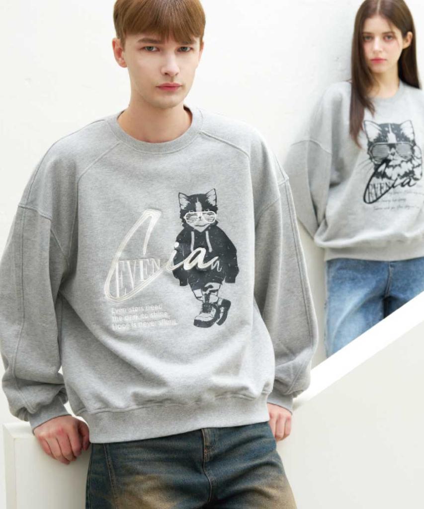 EVENCIA Sia Cat Melange Sweatshirt