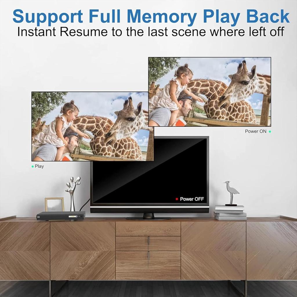 DVD Player, HDMI & RCA Connection, Region Free DVD Players for TV, with Microphone/USB Input Design, NTSC/PAL System, Comes with HDMI & RCA Cable and