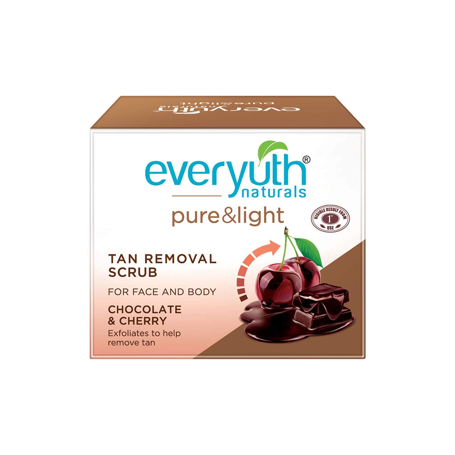 

Everyuth Naturals Чистый и легкий скраб для удаления загара с шоколадной вишней, 50 г