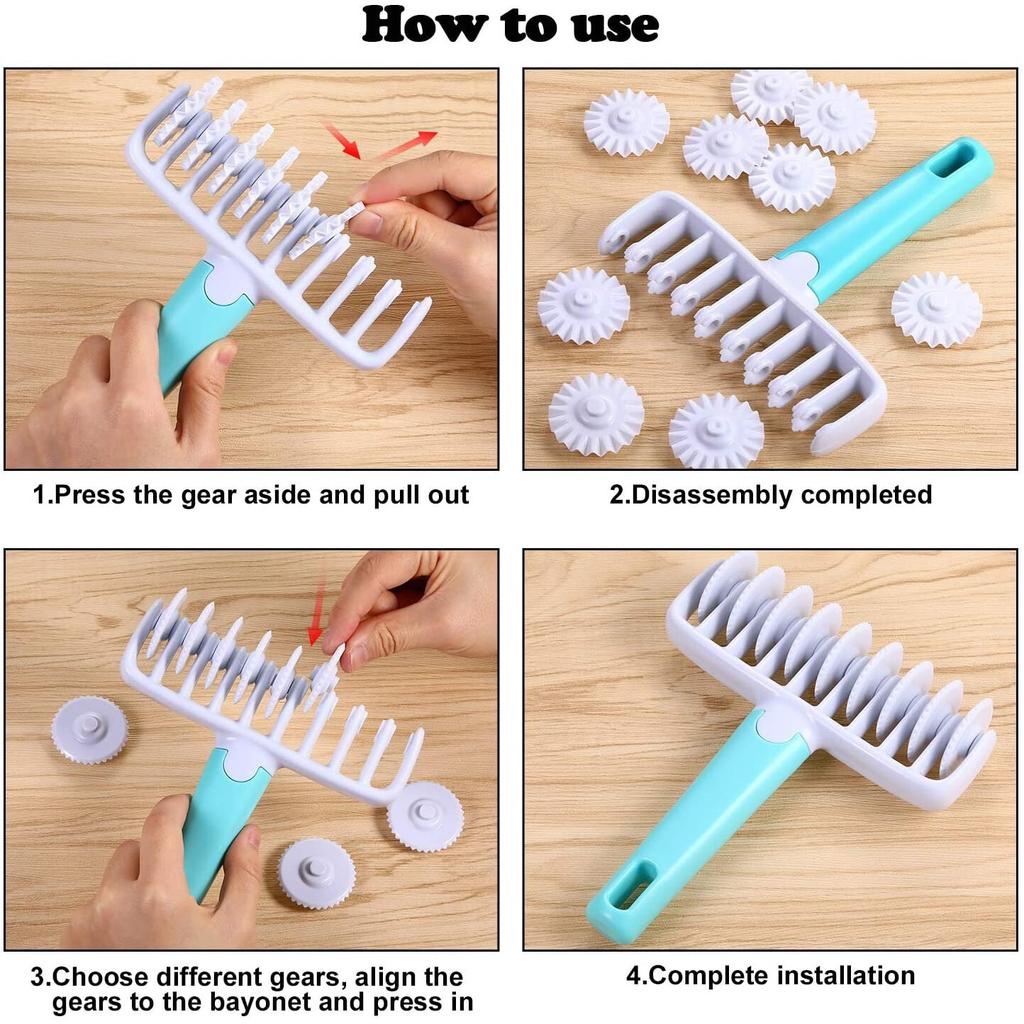 Cake Land 4-in-1 Multifunctional Dough Cutter Adjustable Width 1.5-12cm Baking Pastry Scorer 16.5x14x3.5cm Blue