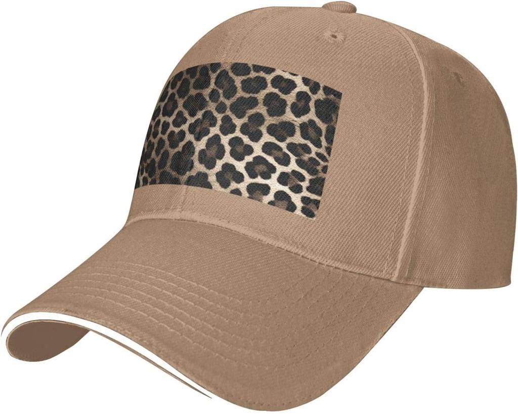 Leopard Print Baseball Cap Polyester Adjustable Sun Protection Casual Dad Hat for Unisex Adults