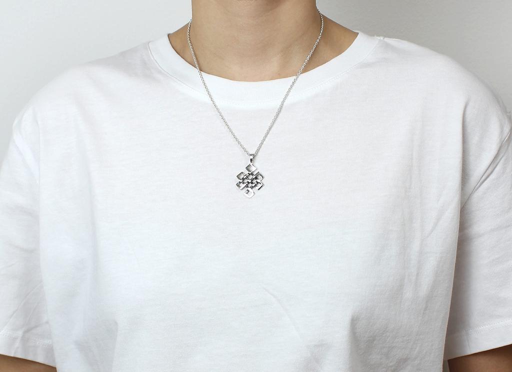 Tibetan Endless Knot Perbeu Sterling Silver 925 Pendant Pendant Top