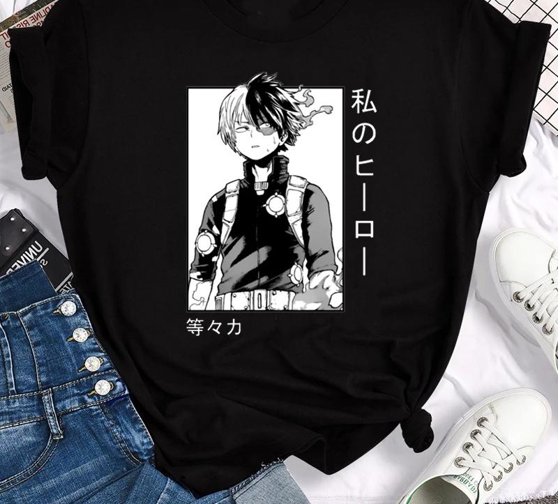Tricou cu imprimeu grafic Anime japonez My Hero Academia, la modă, ocazional, cu mânecă scurtă, cu mânecă scurtă, de dimensiuni mari, unisex