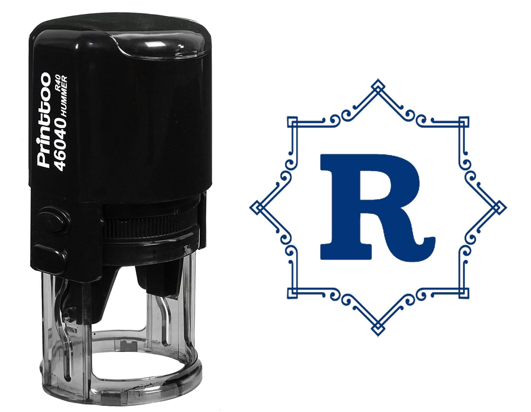 

Printtoo Офісне канцелярське приладдя Восьмикутна Кельтський вихор Межа Літера R Монограма Ініціал R-40 Самонабірна Гумова 30 mm Diameter (Approx) синій