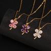 Zircon French Light Luxury Gold Inlaid Necklace Niche Design Four-leaf Clover Flower Pendant Titanium Steel Collarbone Chain New