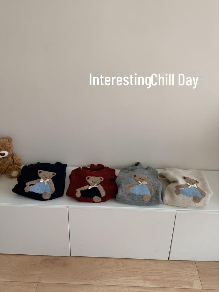 2024 Cute Teddy Bear Round Neck Pullover Sweater