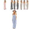 Comfortable And Oversized Women Summer Striped Long Maxi Dress For Casual Beach Days