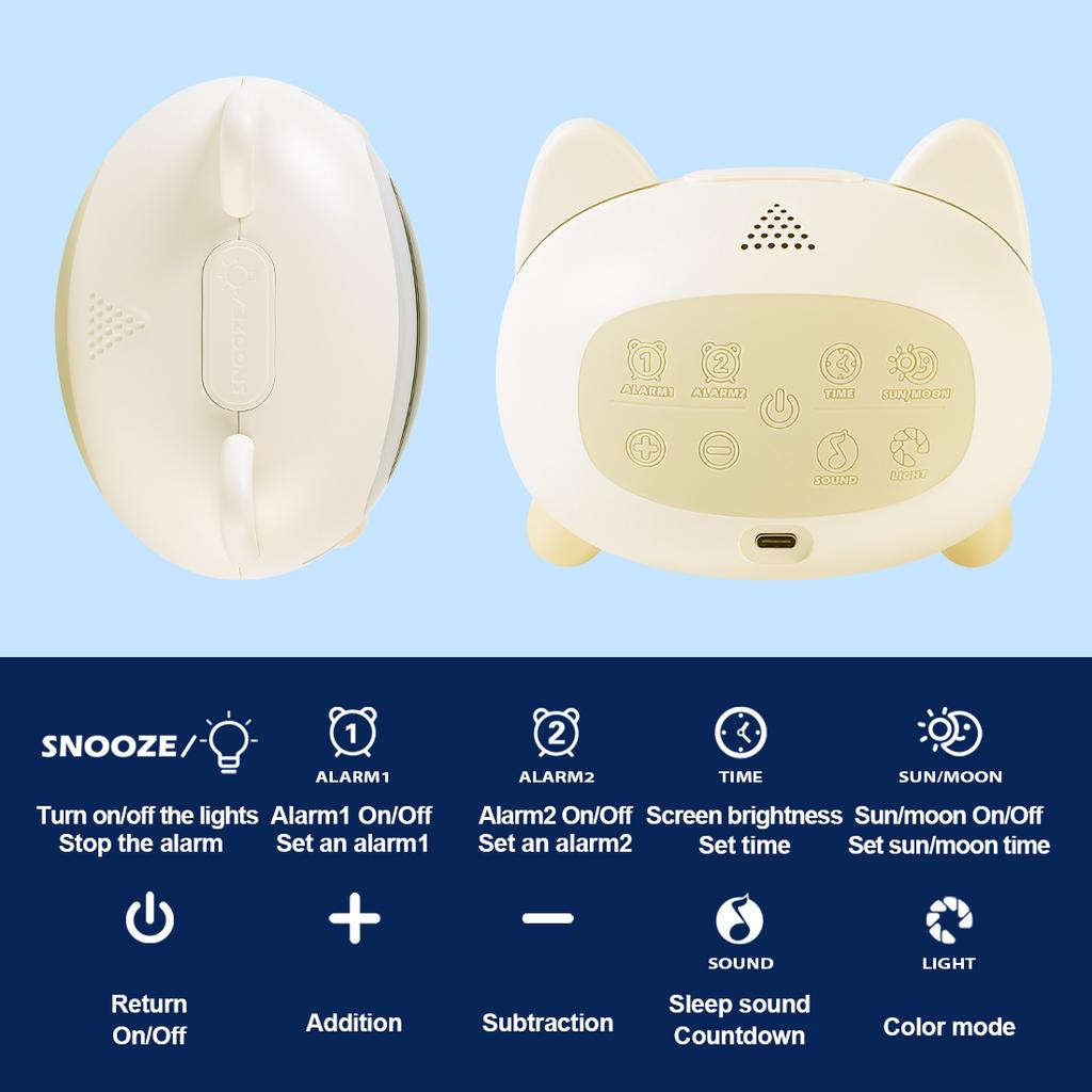 Led Sleeptrainer Alarm Smart Digital Desk Clock Modern Music Lamp Led Night Light Table Custom Clocks Lamp for Kids