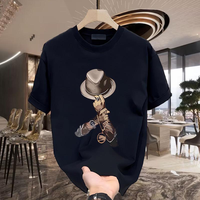 Fashion Hat 3D Print Short Sleeve Men's T-shirt 2025 New Summer Men's Clothes Trendy Casual Loose Top