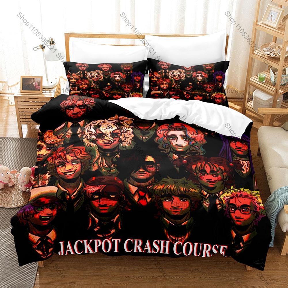 3PCS Jackpot Crash Course Text Pattern Duvet Cover Set Minimal Casino Typography Bedding Cover With 2 Pillowcases Bedroom Decor