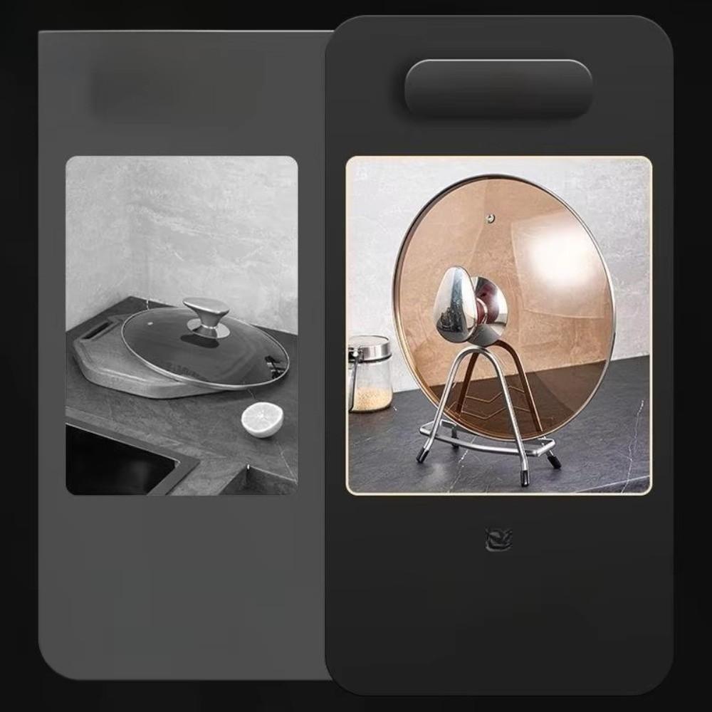 Multi-functional Pot Lid Holder Simple Style Stainless Steel Board Stand Integrated Structure Durable Countertop Organizer