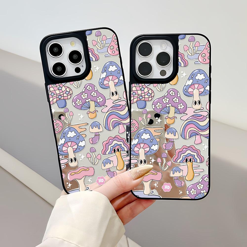 Mirror Phone Case for iPhone 15 11 13 14 for 15 16 Pro Max 12 13 16 Pro Cloud Flower and Animal Cute Style Phone Case