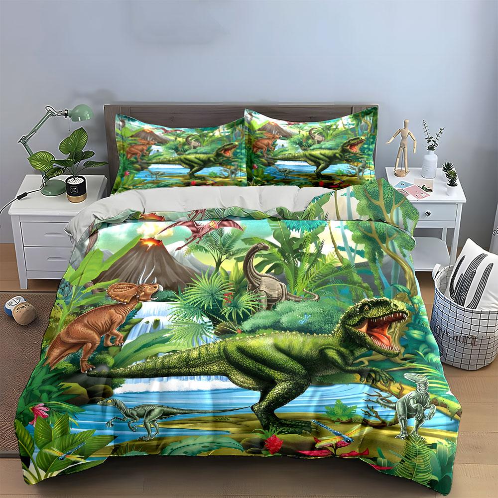 Dinosaur Jungle Adventure Set Multiple Sizes Kid'S And Adults' Bedroom Exquisite 3Pc Bedding Set, Gift