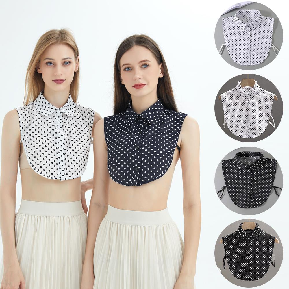 Perfect Match Vintage Half Shirt Blouse Faux Collar Multi-Functional Decorative Collar Removable Adjustable Polka Dots Shirt Detachable Collar