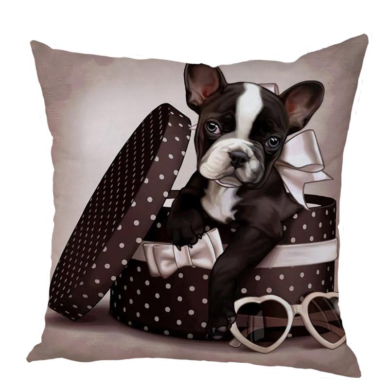 Color Cute Cartoon Dog Square Pillow Cushion Cover Car Sofa Office Chair Polyester  Case Home Decor Ornament