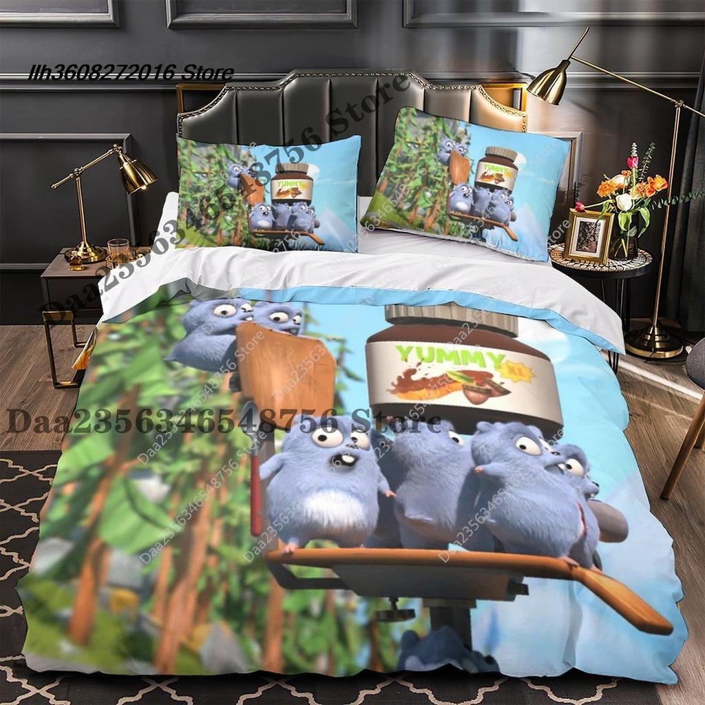 Neues Grizzy und die Lemminge Bettwäscheset Einzelbett Twin Full Dreiteiliges Set Bettwäscheset Aldult Kinder Schlafzimmer Bettbezug Sets 3D Ani