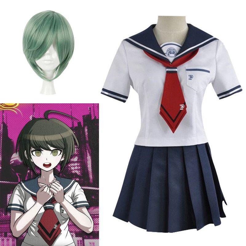 Danganronpa Another Episode Naegi Komaru Elegant White And Navy Blue Uniform Skirt Cosplay Costume With Sock