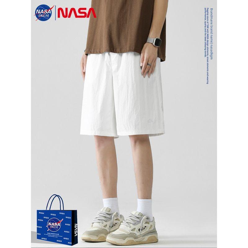 Nasa Dkgm American-Style Straight-Leg Ice Silk Shorts for Men, Summer Thin Trendy Brand Loose Quick-Dry Five-Point Pants