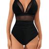 New solid color mesh halter sexy bikini one-piece swimsuit swimsuit