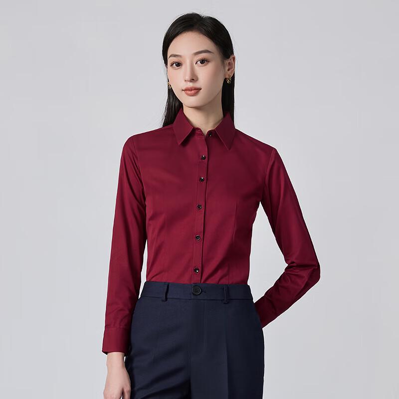 Women s 60% Cotton Long Sleeve V-Neck Professional Shirt S