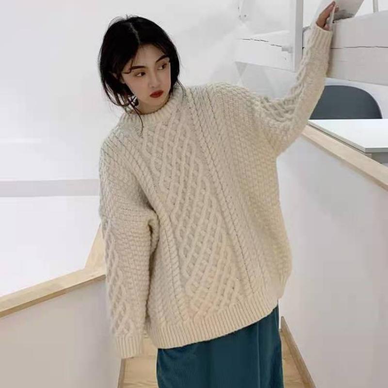 

Пуловер, женский свитер 2022, женский свитер на осень и зиму, винтажное рождественское пальто с жареным тестом, женский пуловер, свитер One Size бежевый