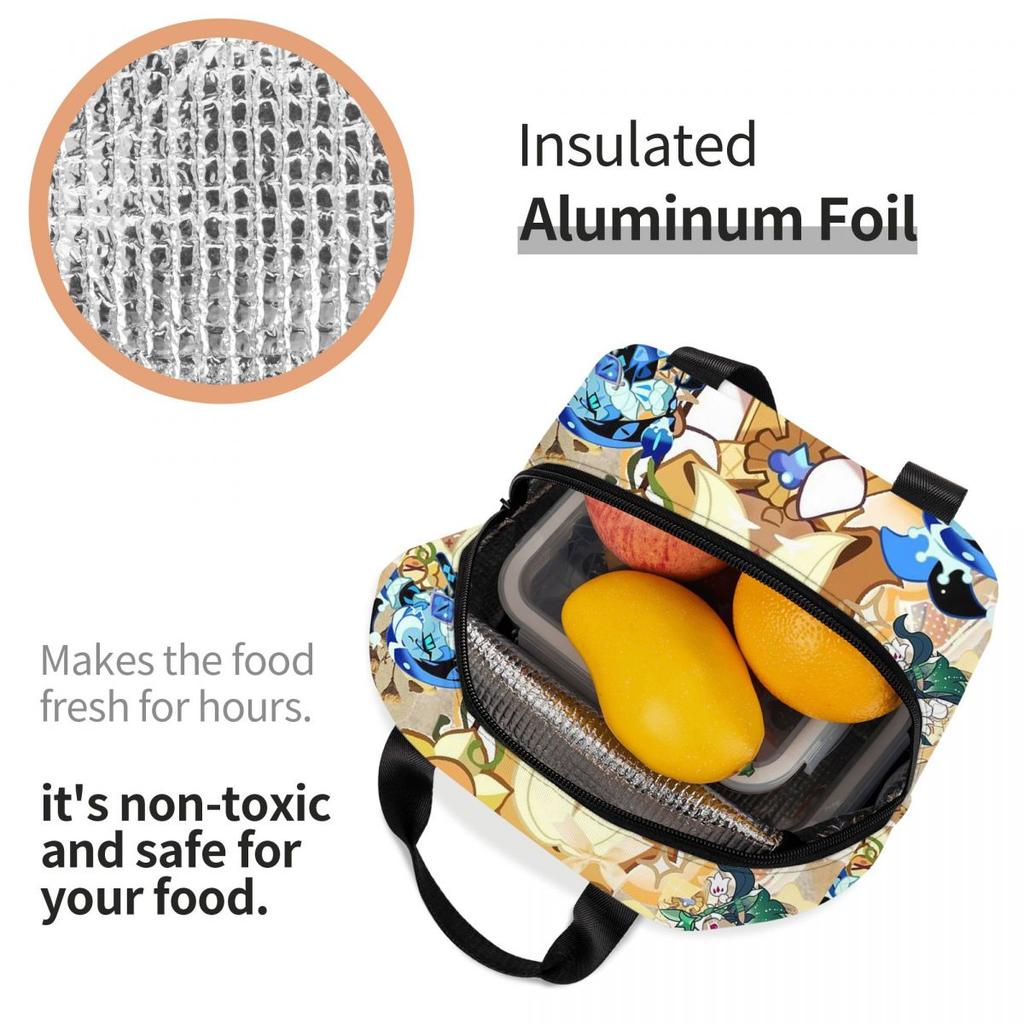Cookie Run Kingdom Insulated Lunch Bag for Kids School Cooler Thermal Food Box Tote Portable Lunch Boxes Container
