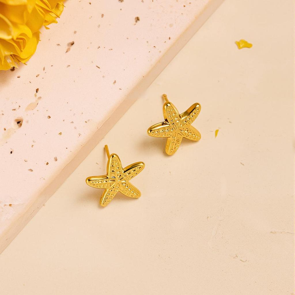 Geometric Irregular 18k Gold Titanium Steel Earrings for Women