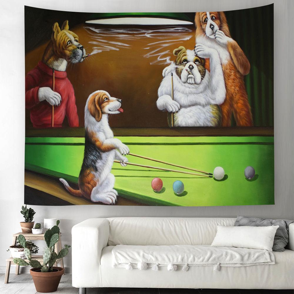 Cartoon Dog Tapestry Kawaii Puppy Wall Hanging Cloth Cute Pet Animal Home Bedroom Living Room Decorative Wall Rug Tapestry