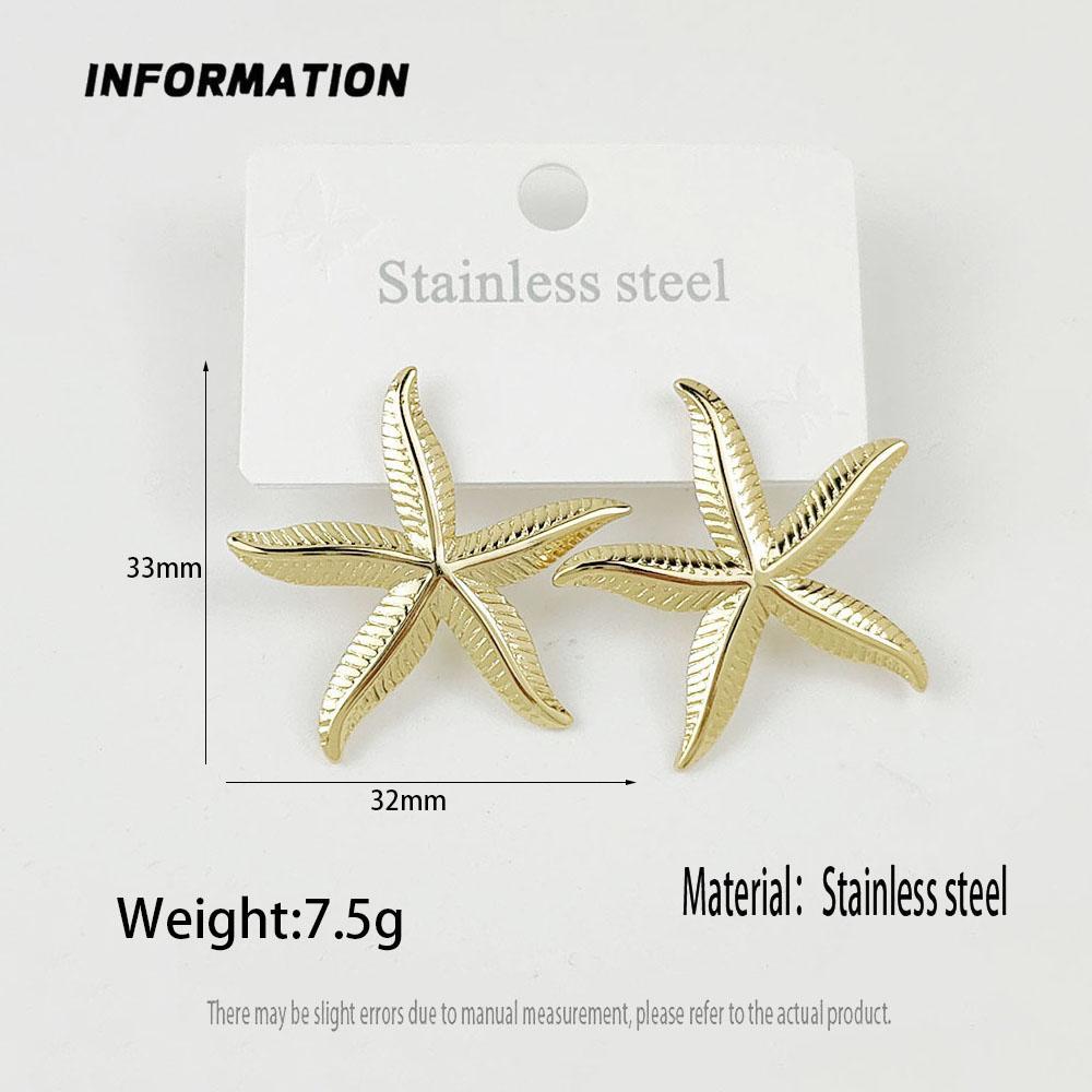 2026 new starfish stainless steel gold-plated women's earrings, high-quality waterproof earrings, wife's gift
