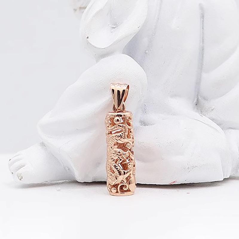 Purple Gold Smart Dragon Column Pendant Temperament Simple Rose Gold Plated Hollow Cylindrical Pendant Jewelry
