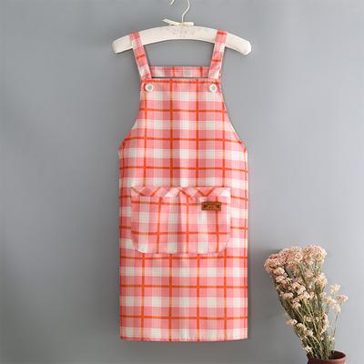 Kitchen Apron with Pocket Breathable Sleeveless Waterproof Plaid Oil-proof PVC Women Cooking Chef Manicure Work Household Apron for Dining Room