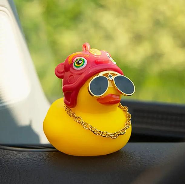 Car Duck Car Rubber Dashboard Decorations Ornament Yellow Duck With Mini Swim Ring Sun Cowboy Hat Necklace For Rubber Duck