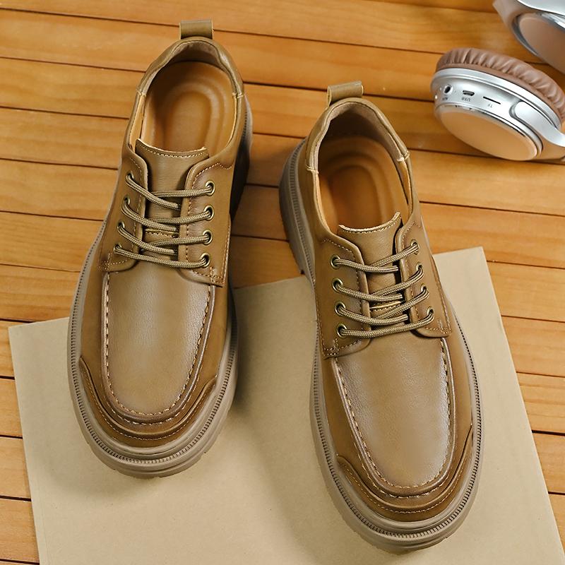 2024 Spring Autumn New Men's Genuine Leather Shoes Thick Sole Oxford Shoes Versatile Business Casual Shoes Men's Suit Shoes