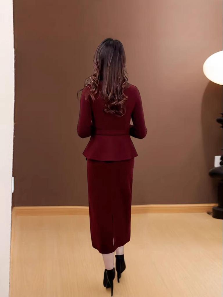 Elegant Spring 2026 Slim-Fit Lace-Up Three-Piece Dress for Women - Perfect for Mother's Day