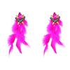 Orecchini Lunghi Boho Chic con Frange di Piume e Design Floreale in Lega con Strass per Donna