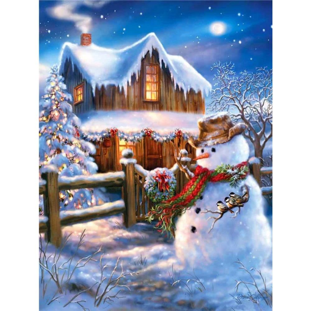 Pittura diamante arte trapano completo pupazzo di neve albero di Natale pittura diamante fatto a mano giorno nevoso fai da te diamante mosaico pittura decorazione della casa regalo di Natale
